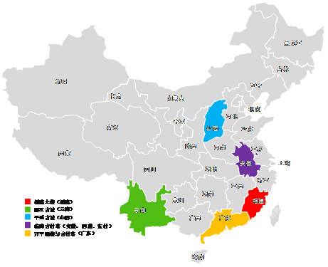图13 中国世界文化遗产村落和民居地域分布图